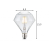 LED lamp DIAMOND klaar, D11,2xH13,4 cm, 4W, E27, 3000K