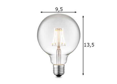 LED lamp GLOBE klaar, D9,5xH13,5 cm, 6W, E27, 3000K