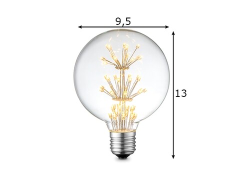 LED lamp CRYSTAL klaar, D9,5xH13 cm, 1,5W, E27, 2300K