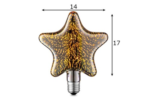 LED lamp STAR 3D, D14xH17 cm, 4W, E27, 2200K