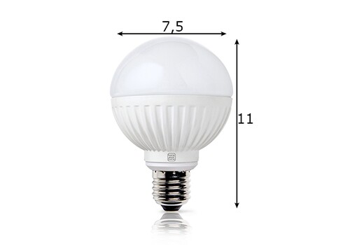 LED lamp ROUND valge, D8xH11,2 cm, 8,5W, E27, 2700K