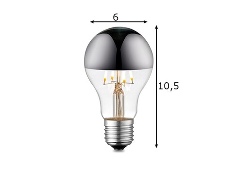 LED lamp MIRROR klaar / kroom, D6xH10,5 cm, 4W, E27, 3000K