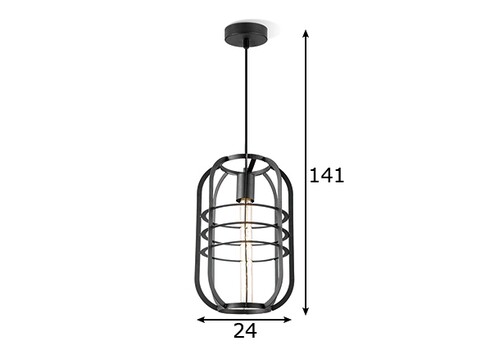 Rippvalgusti NERO must, D24xH141 cm, E27