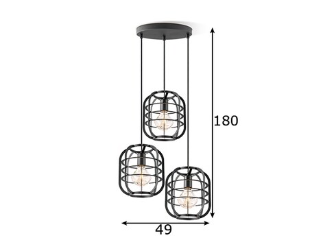 Rippvalgusti NERO must, D49xH180 cm, E27