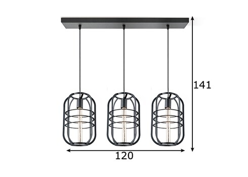 Rippvalgusti NERO must, D120xH141 cm, E27