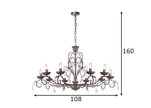 Lühter BARROCO must, D108xH160 cm, E14