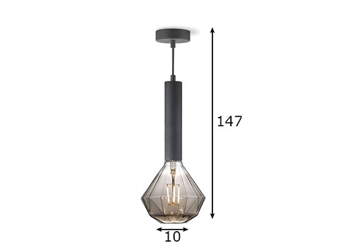 Rippvalgusti FACIL must, D10xH147 cm, E27