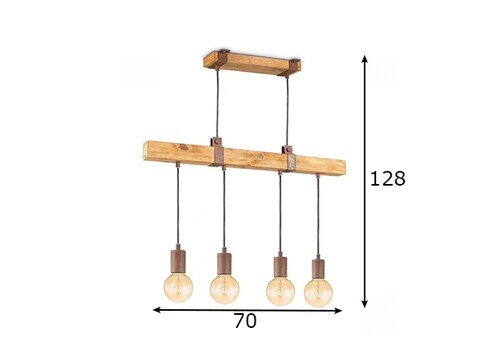 Rippvalgusti DENTON puit, 70xH128 cm, E27