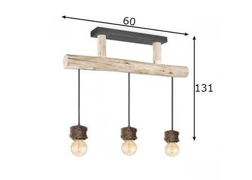 Rippvalgusti FURDY puit, 60xH131, E27