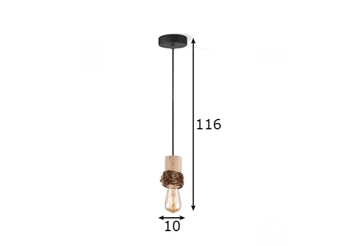 Rippvalgusti FURDY puit, D10xH116, E27