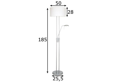 Põrandavalgusti UP metall / valge, D50xH185 cm, E27