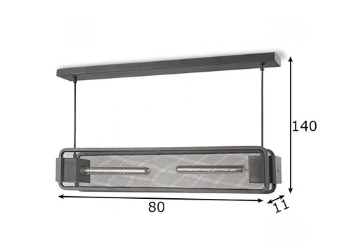 Rippvalgusti WEAVE must, 80x11xH140 cm, E27