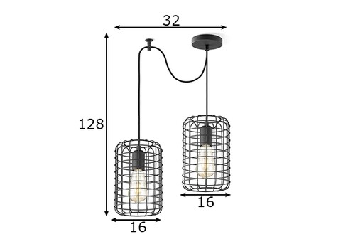 Rippvalgusti NETTING must, 32xH128 cm, E27