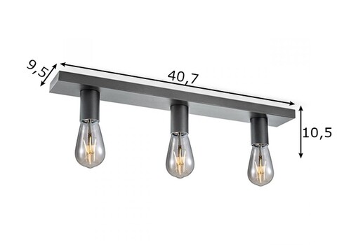 Kohtvalgusti NITRO must, 40,7x9,5xH10,5 cm, LED