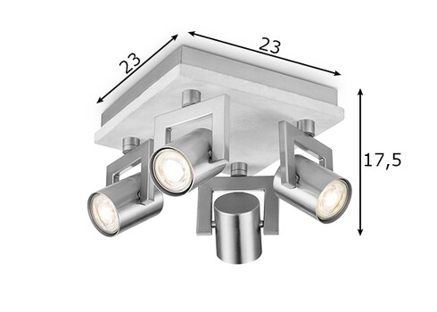 Kohtvalgusti CONCRETE hall, 23x23xH18,5 cm, LED