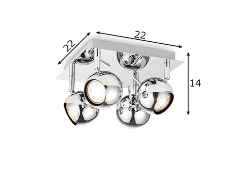 Kohtvalgusti BOLLO kroom, 22x22xH14 cm, LED