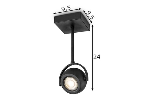 Kohtvalgusti NOP must, 9,5x9,5xH24 cm, LED