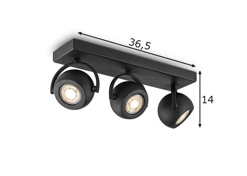 Kohtvalgusti NOP must, 36,5xH14 cm, LED