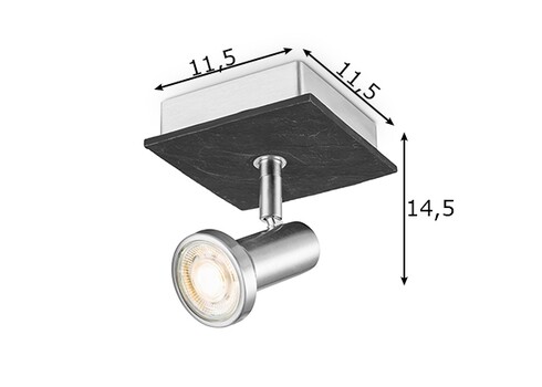 Kohtvalgusti STONE metall / must, 11,5x11,5xH14,5 cm, LED