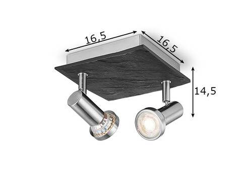 Kohtvalgusti STONE metall / must, 16,5x16,5xH14,5 cm, LED