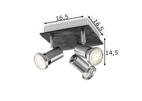 Kohtvalgusti STONE metall / must, 16,5x16,5xH14,5 cm, LED