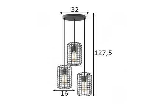 Rippvalgusti NETTING must, D32xH127,5 cm, E27