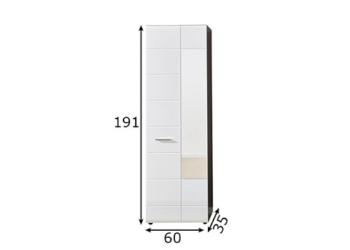 Esikukapp LINE valge läige / tumehall, 60x35xH191 cm
