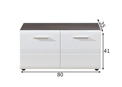 Kapp-pink LINE valge läige / tumehall, 80x35xH41 cm