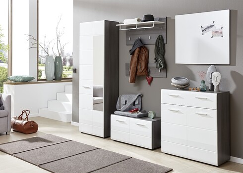 Kapp-pink LINE valge läige / tumehall, 80x35xH41 cm