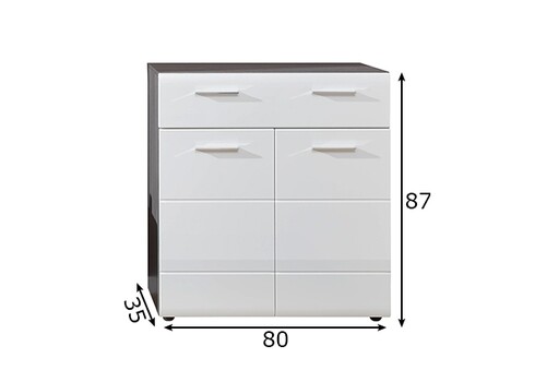 Jalatsikapp LINE valge läige / tumehall, 80x35xH87 cm