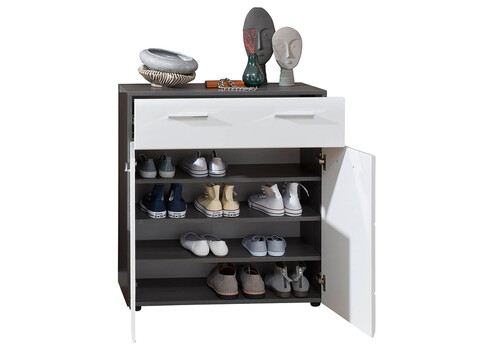 Jalatsikapp LINE valge läige / tumehall, 80x35xH87 cm