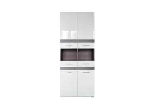 Vannitoakapp SET-ONE valge läige / tumehall, 73x31xH182 cm
