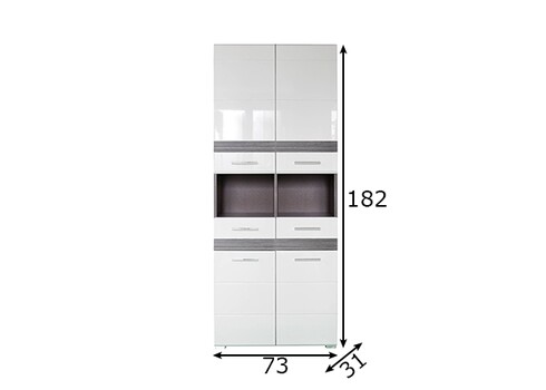 Vannitoakapp SET-ONE valge läige / tumehall, 73x31xH182 cm