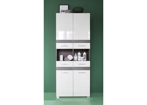 Vannitoakapp SET-ONE valge läige / tumehall, 73x31xH182 cm