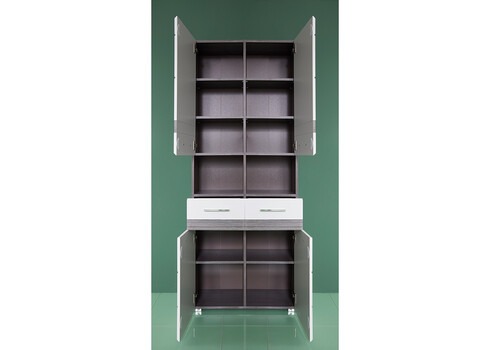 Vannitoakapp SET-ONE valge läige / tumehall, 73x31xH182 cm