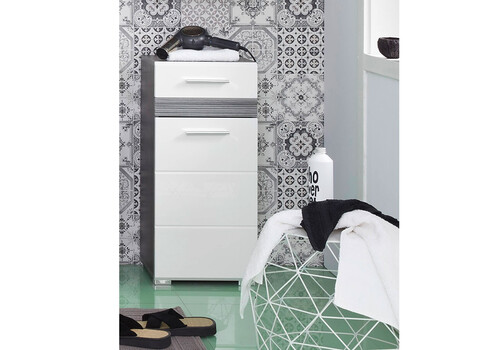 Vannitoakapp SET-ONE valge läige / tumehall, 37x31xH81 cm