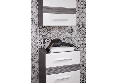 Vannitoakapp SET-ONE valge läige / tumehall, 37x31xH81 cm