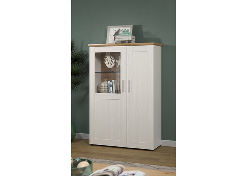 Vitriinkapp SHADE valge mänd / tamm, 95x38xH140 cm