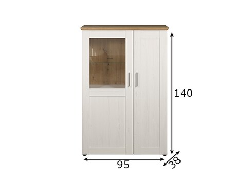 Vitriinkapp SHADE valge mänd / tamm, 95x38xH140 cm