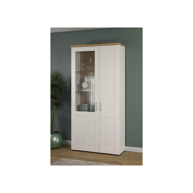 Vitriinkapp SHADE valge mänd / tamm, 95x38xH194 cm