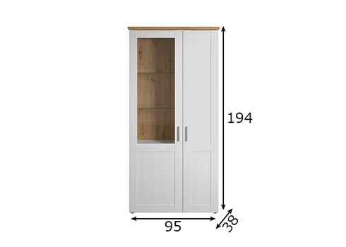 Vitriinkapp SHADE valge mänd / tamm, 95x38xH194 cm