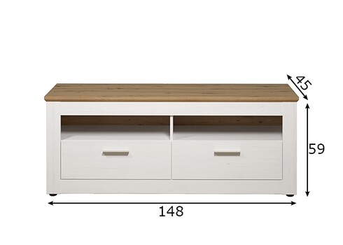 Tv-alus SHADE valge mänd / tamm, 148x45xH59 cm