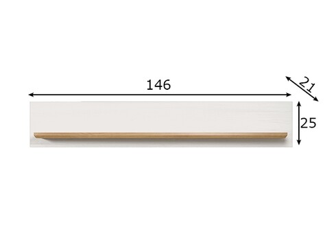 Seinariiul SHADE valge mänd / tamm, 146x21xH25 cm