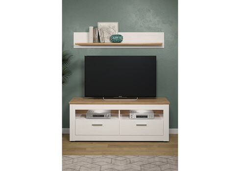 Seinariiul SHADE valge mänd / tamm, 146x21xH25 cm