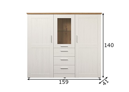 Kapp SHADE valge mänd / tamm, 159x41xH140 cm