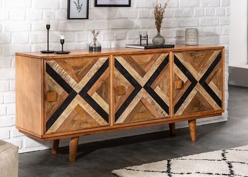 Kummut LONG ISLAND mango / must, 160x39xH75 cm