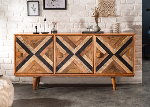 Kummut LONG ISLAND mango / must, 160x39xH75 cm