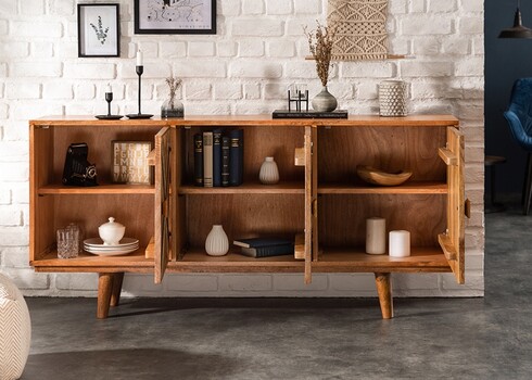 Kummut LONG ISLAND mango / must, 160x39xH75 cm