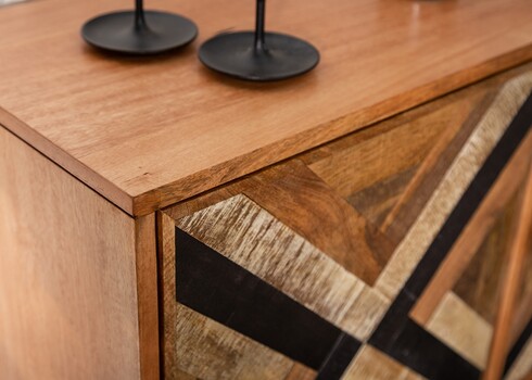 Kummut LONG ISLAND mango / must, 160x39xH75 cm