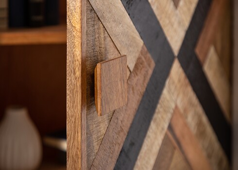 Kummut LONG ISLAND mango / must, 160x39xH75 cm